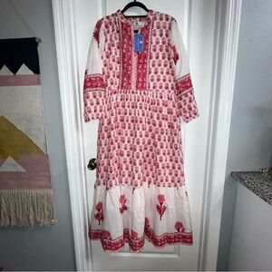 MISS MADIGAN Elegant Red and White Maxi Dress